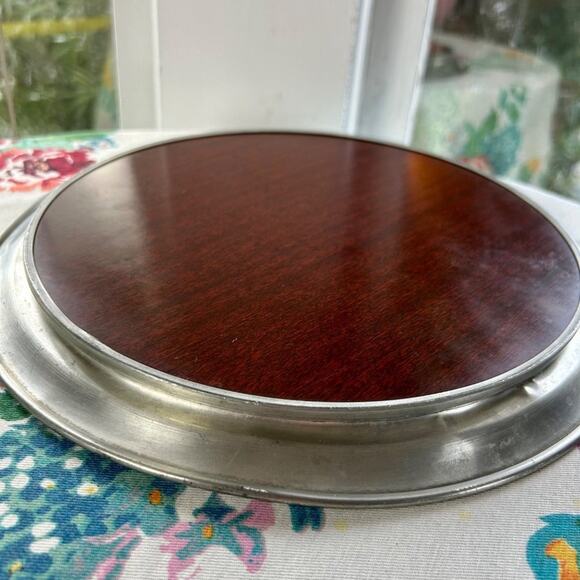 Vintage Pewter & Formica Round Art Deco Cocktail Tray 11.5” Diameter - Picture 3 of 11